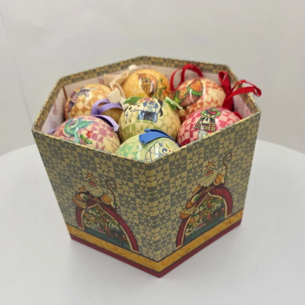 Jim Shore 12 Days Of Christmas Ornament Set 2006 Enesco 14 Ball‎ Ornaments Box